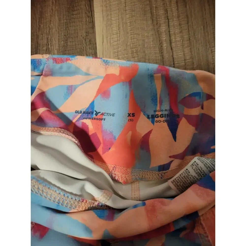 Girls Old Navy Pink/Blue Floral Athletic Leggings Size XS